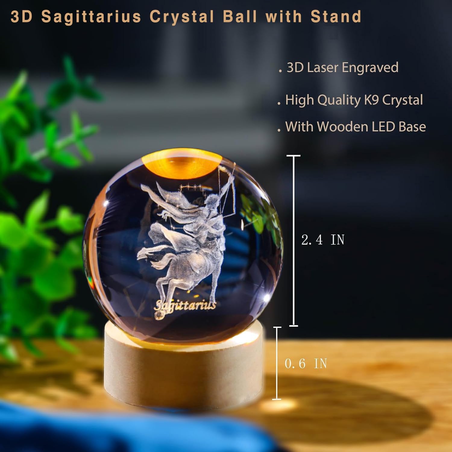 3D Sagittarius Crystal Ball wi - Paper Weight Crystal recension och pris